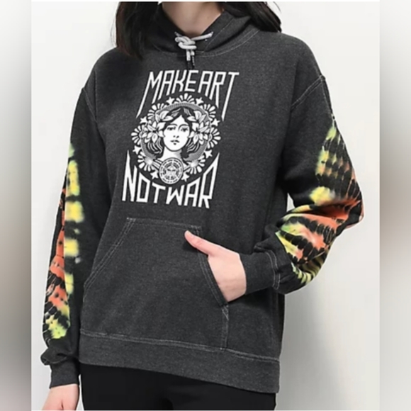 Obey Tops - Obey Make Art Not War Tie Dye Sleeve Hoodie women's size Large